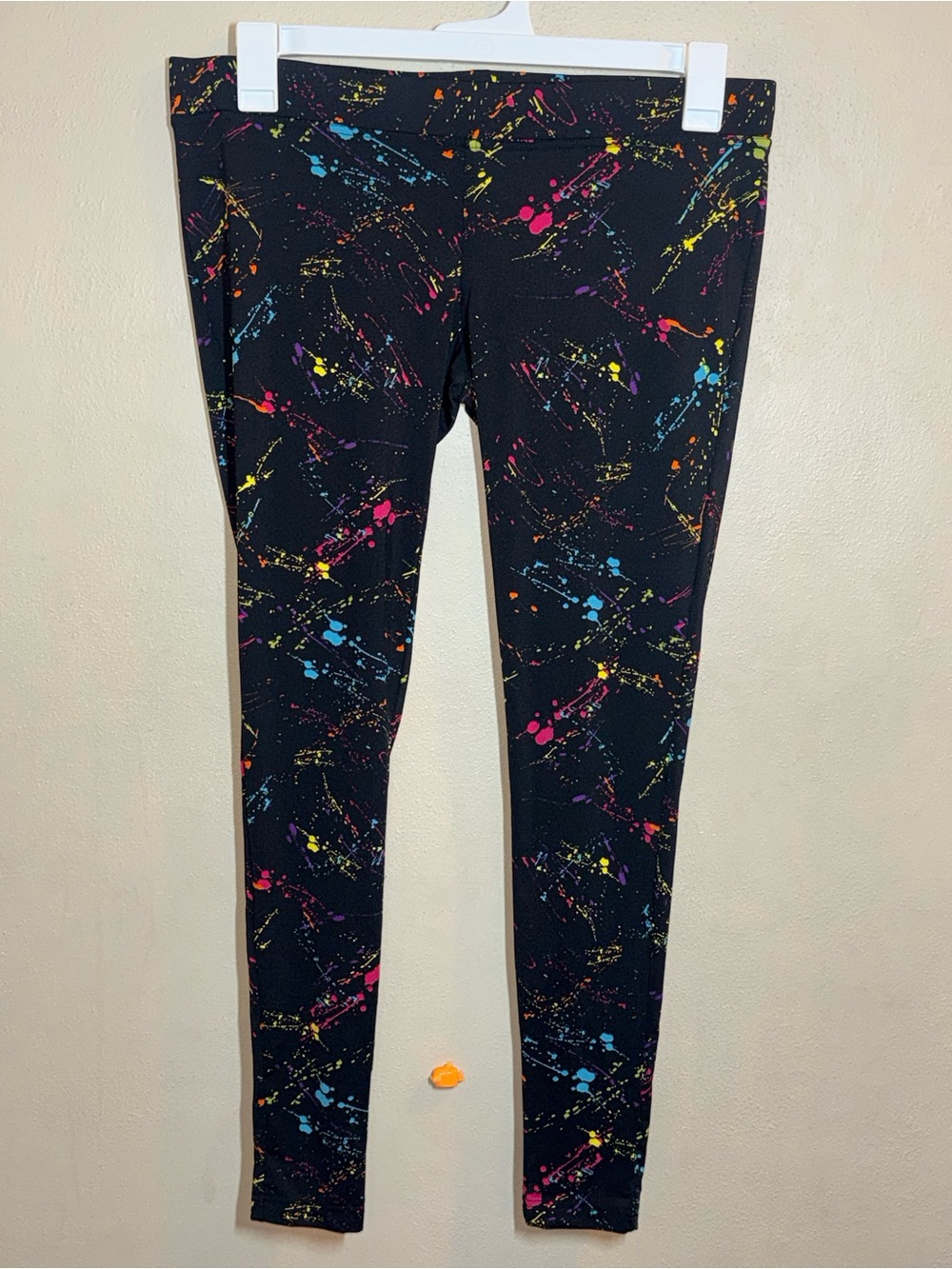 Women’s Extreme80’s Black & Neon Leggings Sz Lg -Like New!